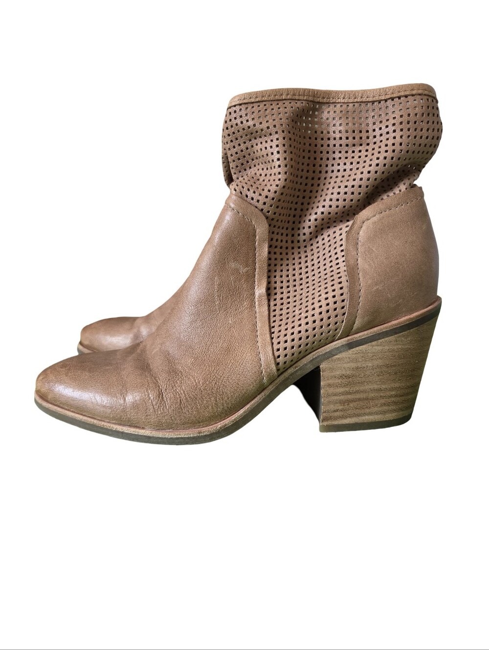 Sofft Chantey Leather Ankle Boots Brown Perforated Bootie Fall Womens Size 10